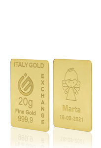 Lingotto Oro 24Kt da 20 gr. per Battesimo  - Idea Regalo Eventi Celebrativi - IGE Gold